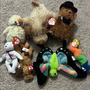 Ty Beanie Babies Plush Toy Collection - Black, White, Brown, Green